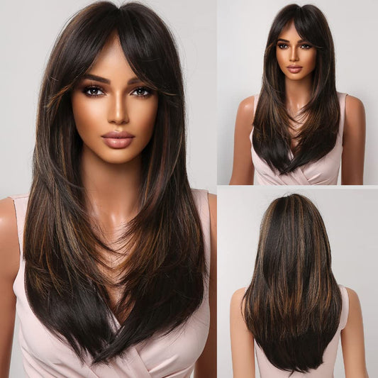 Highlight Wig With Bangs